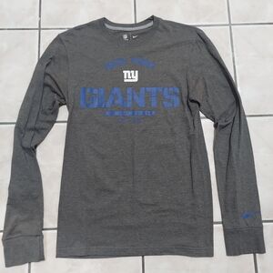 Nike Men's Charcoal and Blue New York Giants Long Sleeve Tee